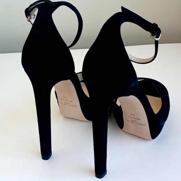 Jimmy Choo Black Suede Pattie Peep Toe Heels 39 (9) - Picture 14 of 16